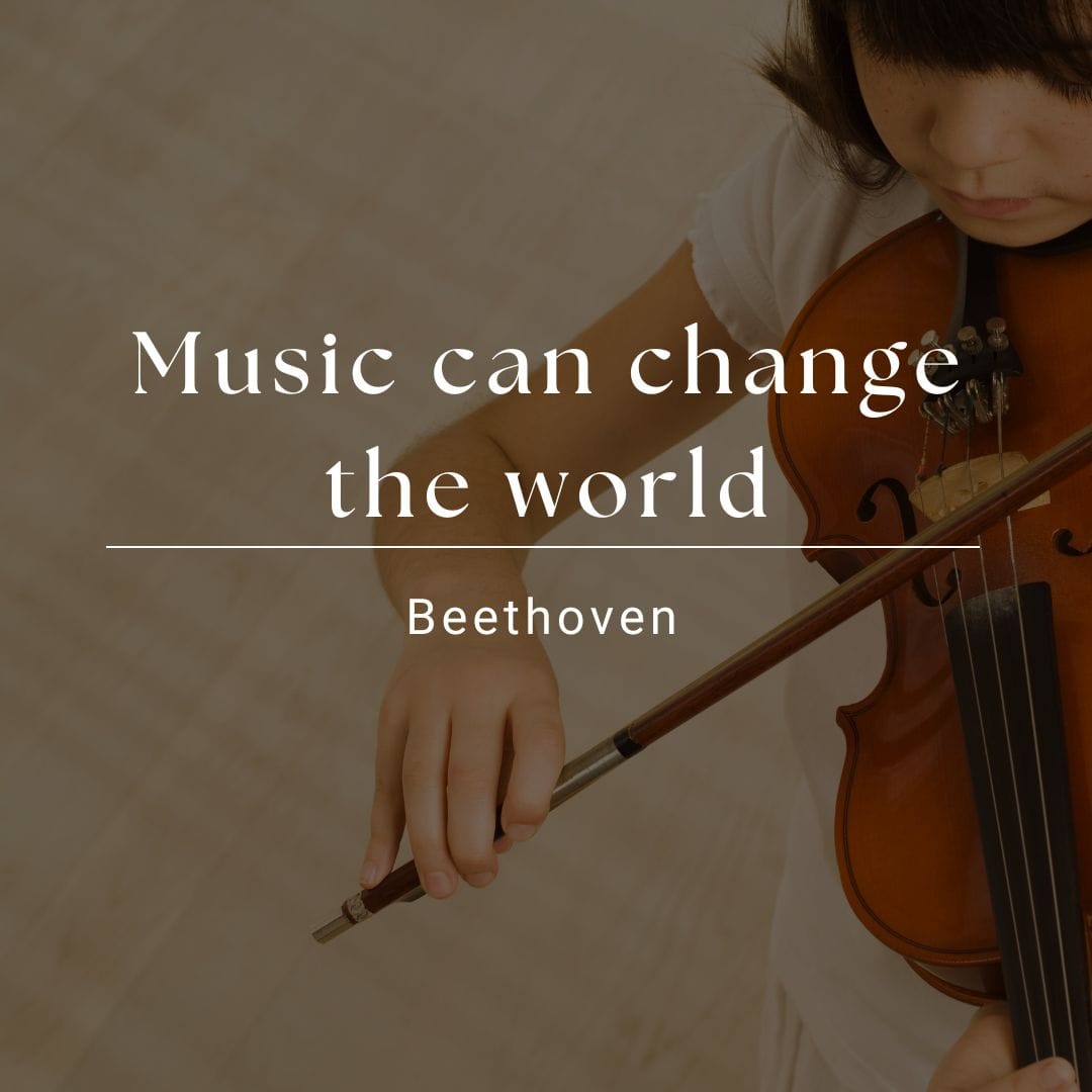 A graphic showing a quote about music