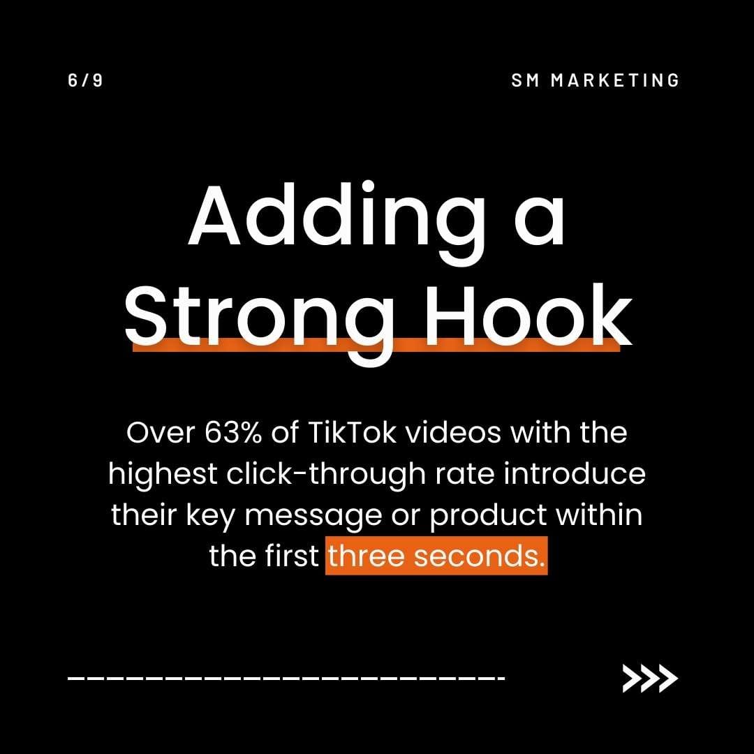Slide 6 of a marketing carousel about finding ideal TikTok length