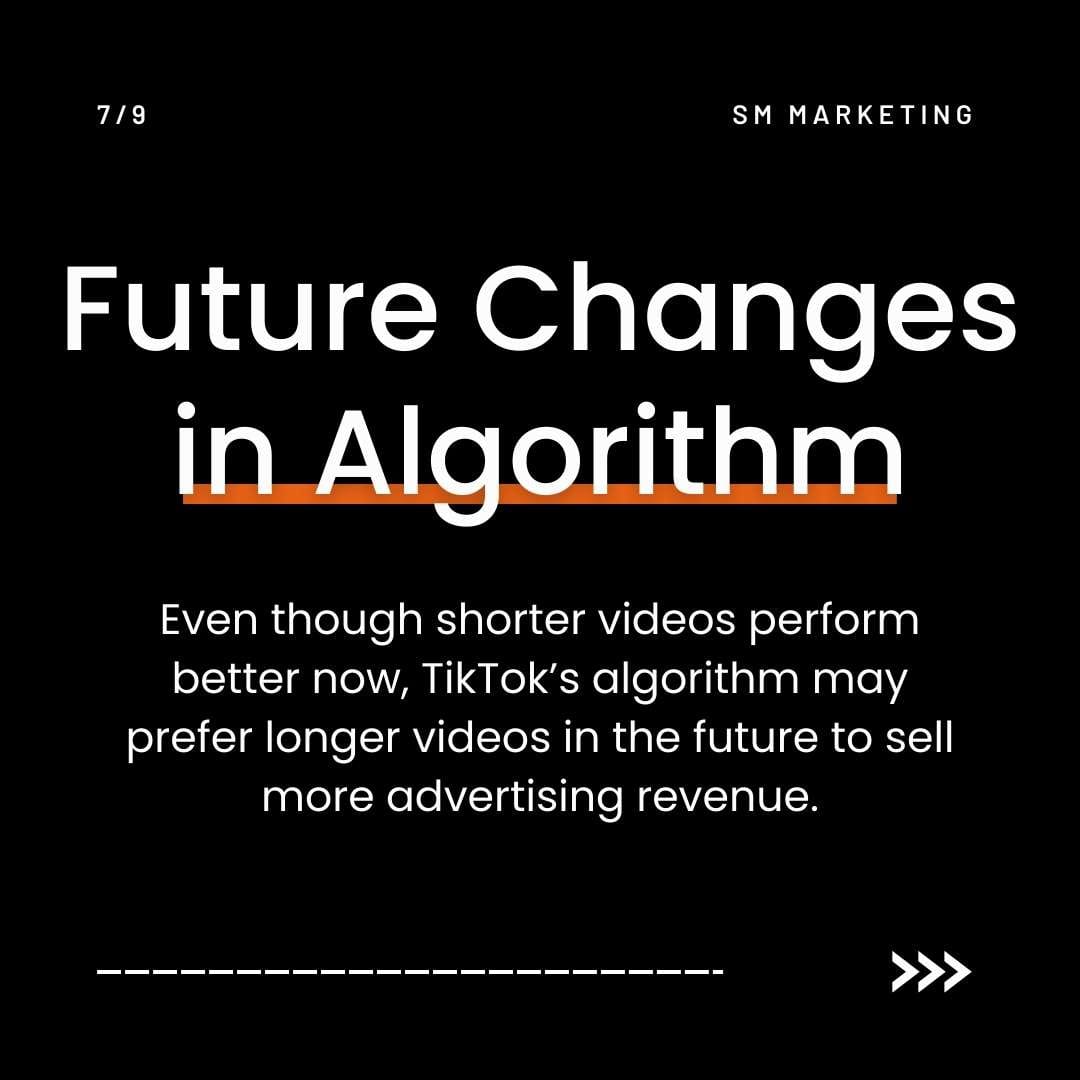 Slide 7 of a marketing carousel about finding ideal TikTok length