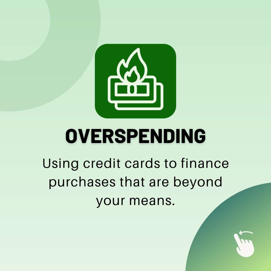 Slide 2 of a finance carousel about common causes of credit debt