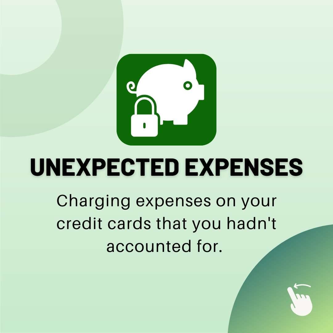 Slide 3 of a finance carousel about common causes of credit debt