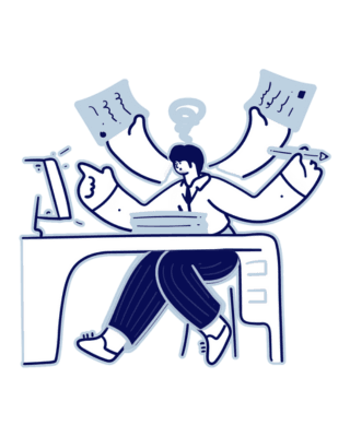 Flat illustration of a chaotic multitasker